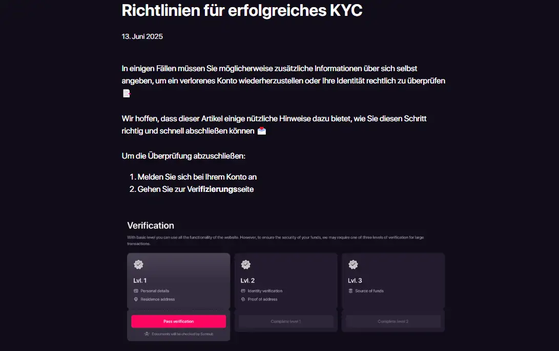 CHEXX KYC nur bei verdächtiger Aktivität