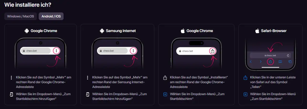 CHEXX PWA und Telegram Mini App auf mobilen Geräten
